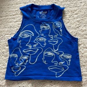 hand-dyed face design cropped tank top by sloopyclothing!